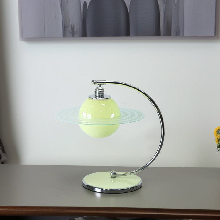 Lampe de table à 1 lumière avec tige en arc et matériel contemporain en verre nordique pour chambre 