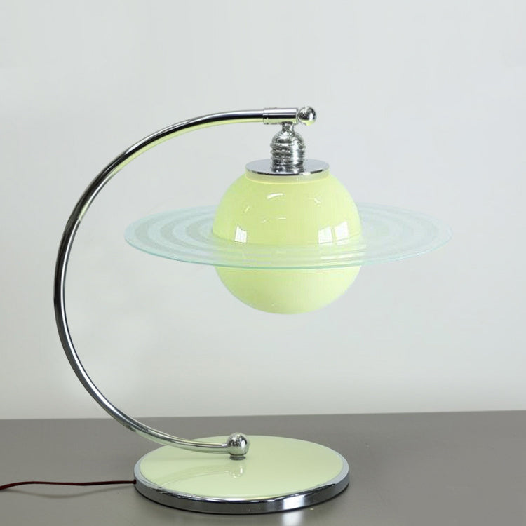 Lampe de table à 1 lumière avec tige en arc et matériel contemporain en verre nordique pour chambre 