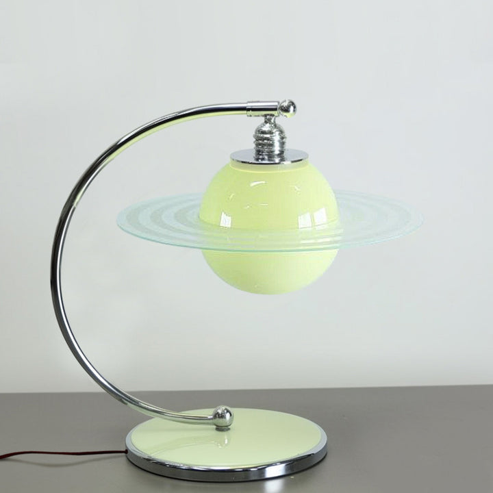 Lampe de table à 1 lumière avec tige en arc et matériel contemporain en verre nordique pour chambre 