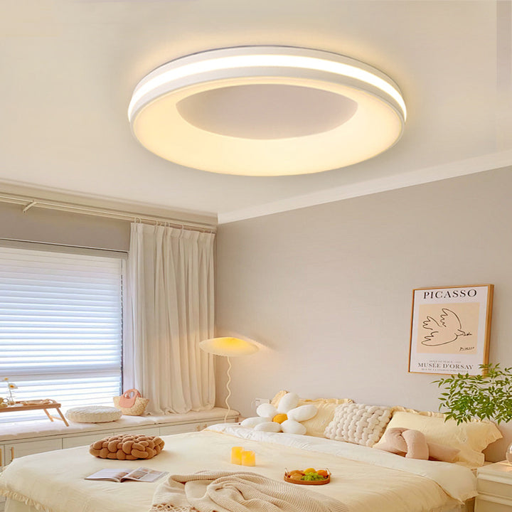 Modern Minimalist Geometric Circle Acrylic Iron LED Flush Mount Ceiling Light For Living Room
