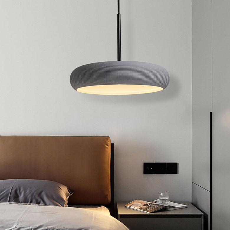 Contemporary Scandinavian Gypsum Geometric Ring LED Pendant Light For Living Room
