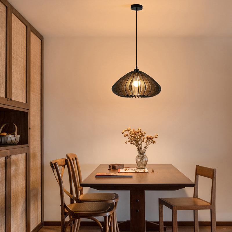Traditionelle japanische Filzstoff-Rundschirm 1-Licht-Pendelleuchte für das Wohnzimmer 
