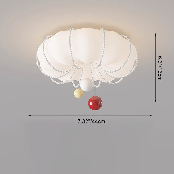 Plafonnier LED contemporain en forme de boule en fer avec abat-jour crème nordique moderne pour chambre 