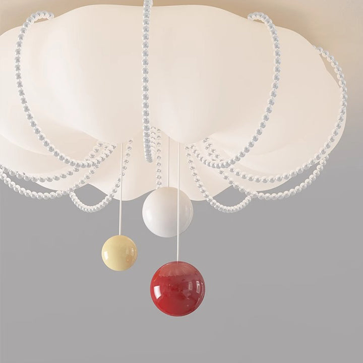 Plafonnier LED contemporain en forme de boule en fer avec abat-jour crème nordique moderne pour chambre 