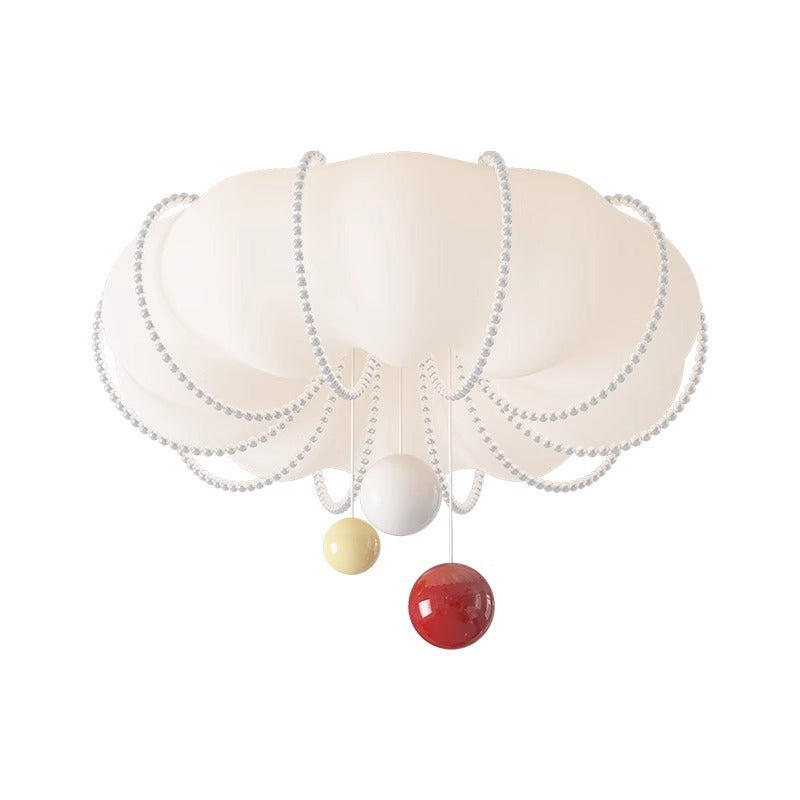 Plafonnier LED contemporain en forme de boule en fer avec abat-jour crème nordique moderne pour chambre 