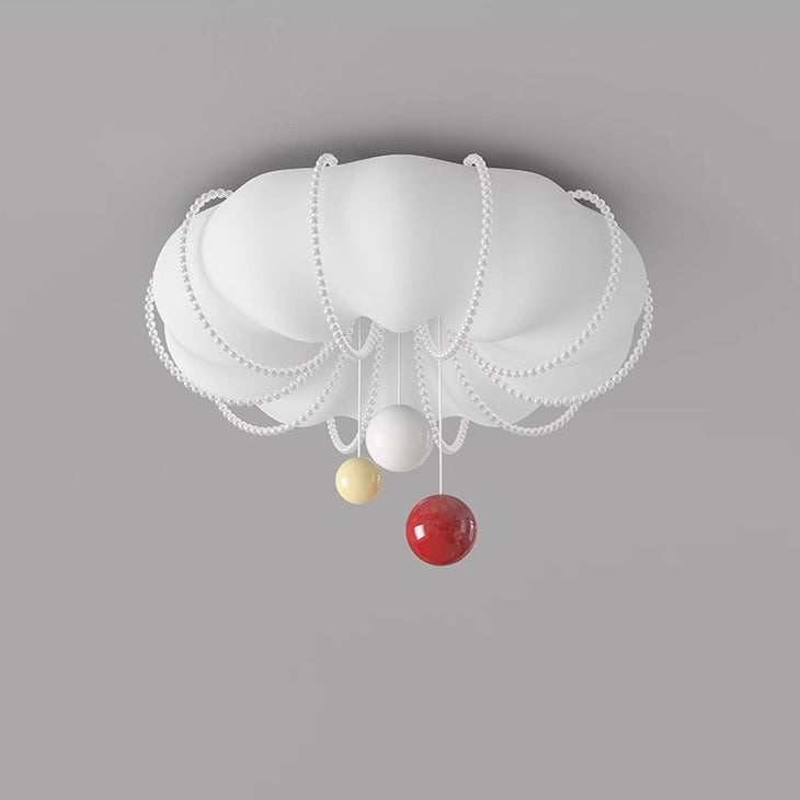 Plafonnier LED contemporain en forme de boule en fer avec abat-jour crème nordique moderne pour chambre 