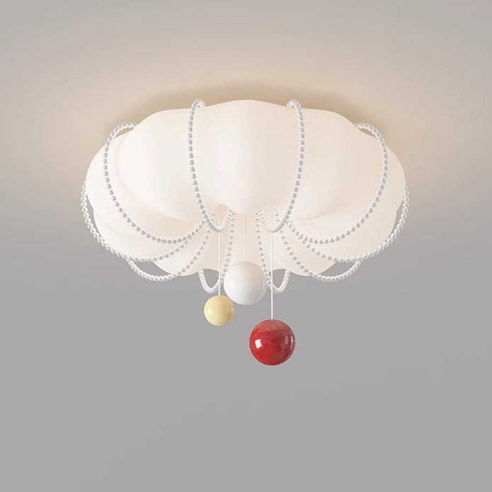 Plafonnier LED contemporain en forme de boule en fer avec abat-jour crème nordique moderne pour chambre 