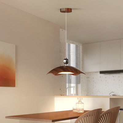 Suspension LED à bras oscillant rond imitation bois grain de fer nordique contemporain pour salon 