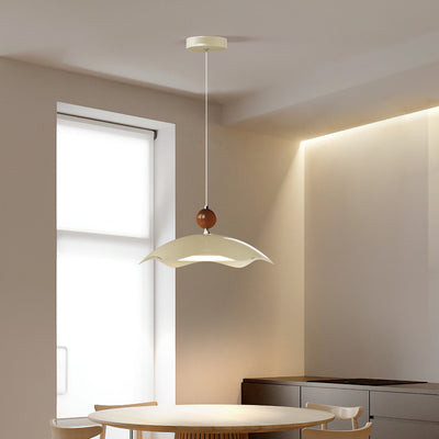 Suspension LED à bras oscillant rond imitation bois grain de fer nordique contemporain pour salon 