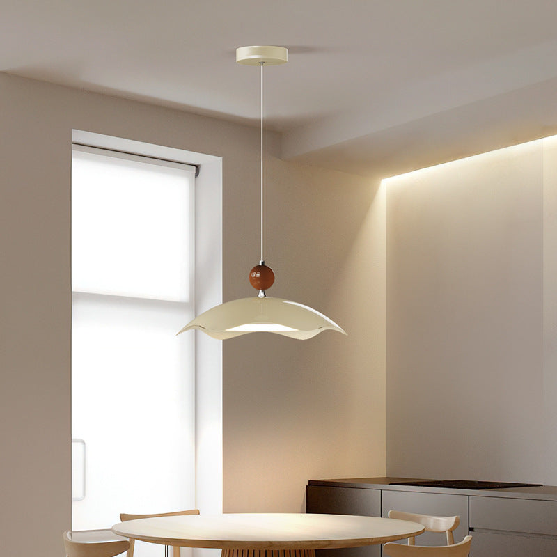 Suspension LED à bras oscillant rond imitation bois grain de fer nordique contemporain pour salon 