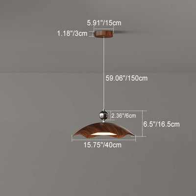 Suspension LED à bras oscillant rond imitation bois grain de fer nordique contemporain pour salon 