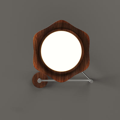 Suspension LED à bras oscillant rond imitation bois grain de fer nordique contemporain pour salon 