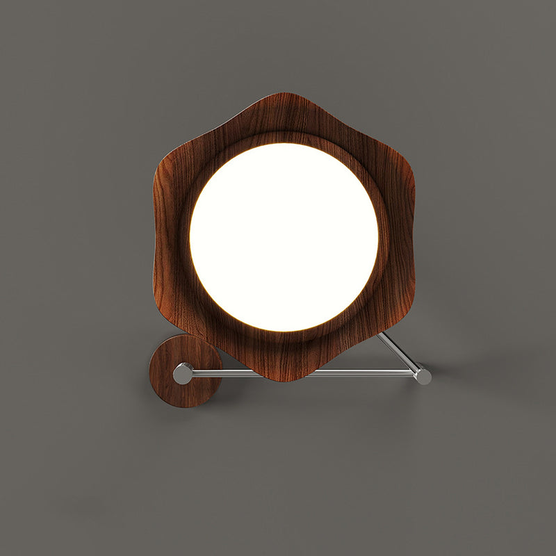 Suspension LED à bras oscillant rond imitation bois grain de fer nordique contemporain pour salon 