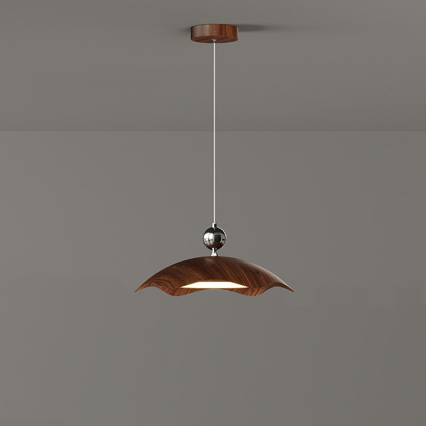 Suspension LED à bras oscillant rond imitation bois grain de fer nordique contemporain pour salon 
