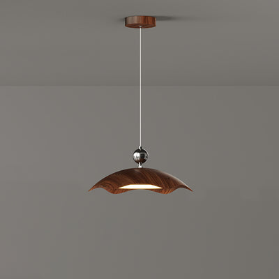Suspension LED à bras oscillant rond imitation bois grain de fer nordique contemporain pour salon 