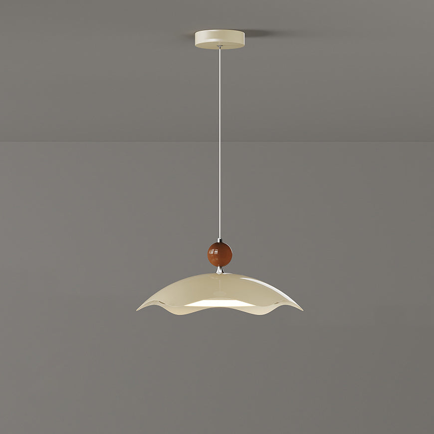 Suspension LED à bras oscillant rond imitation bois grain de fer nordique contemporain pour salon 