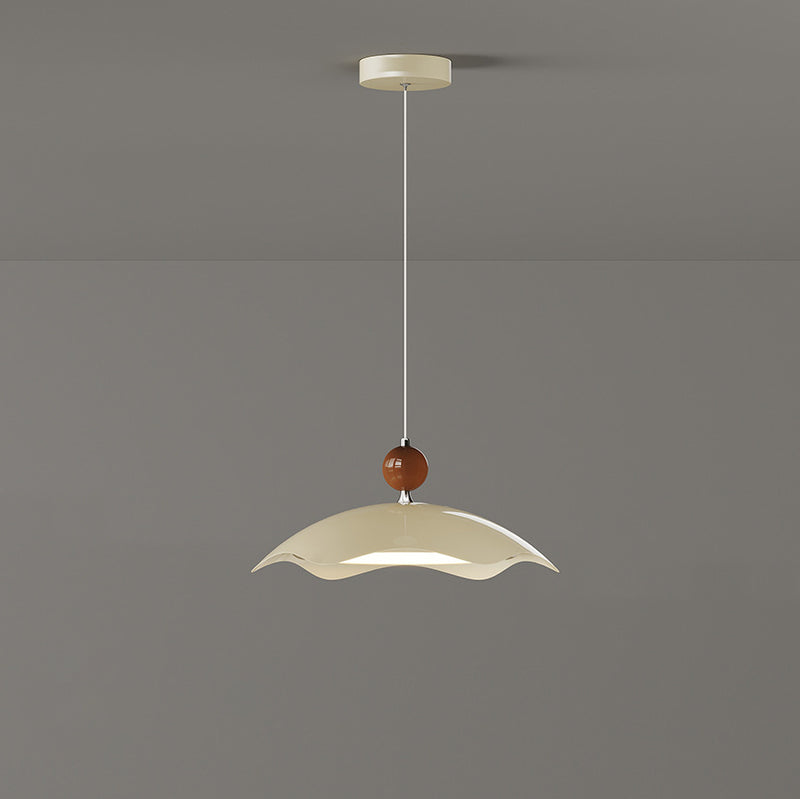 Suspension LED à bras oscillant rond imitation bois grain de fer nordique contemporain pour salon 