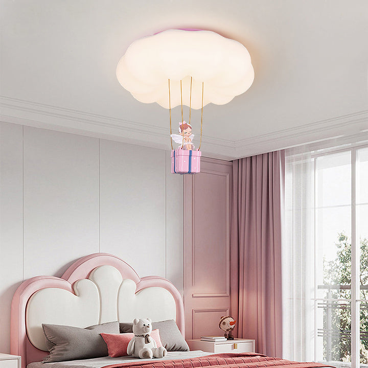 Plafonnier LED pour chambre d'enfant avec abat-jour en nuage PE et décor féerique en résine créative contemporaine 