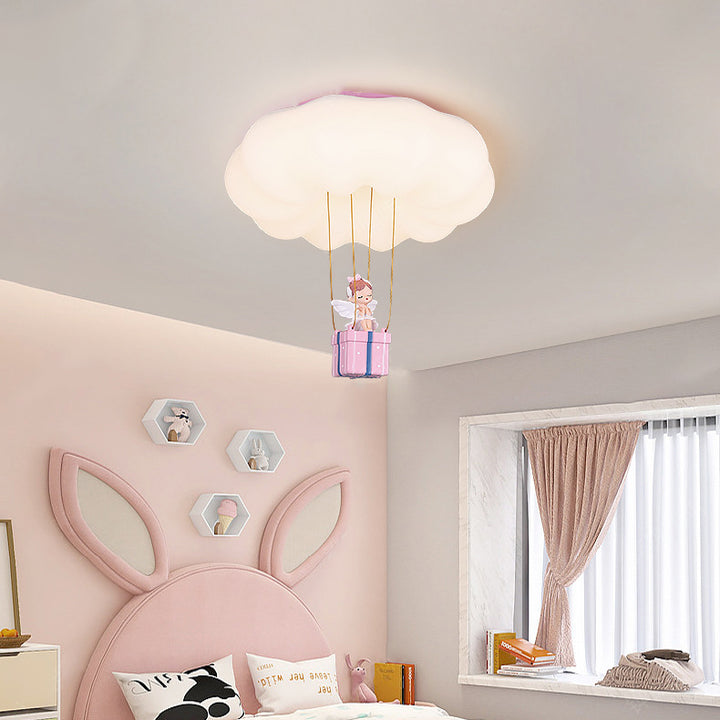 Plafonnier LED pour chambre d'enfant avec abat-jour en nuage PE et décor féerique en résine créative contemporaine 