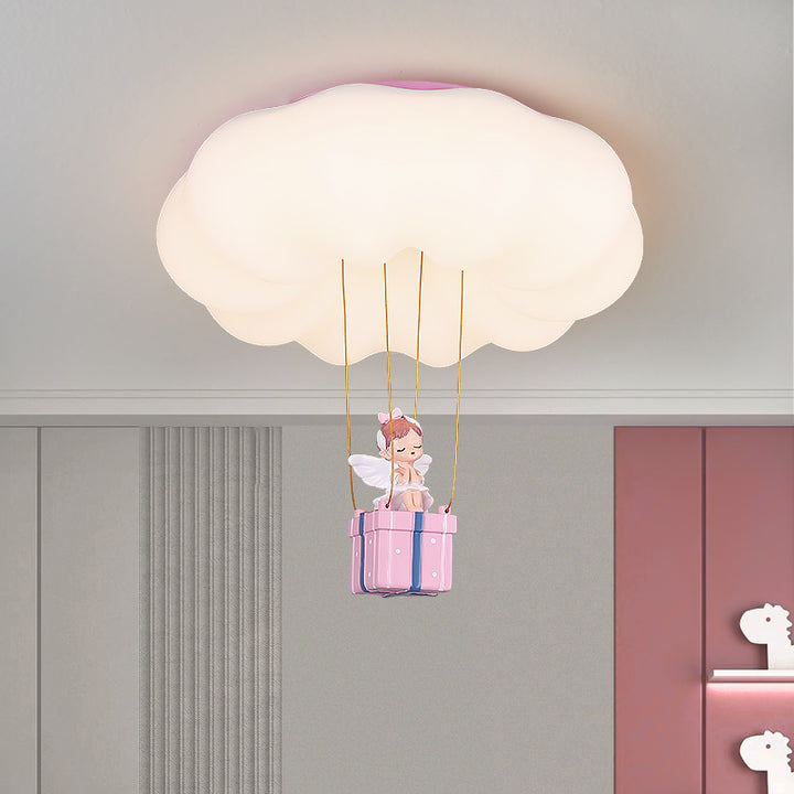 Plafonnier LED pour chambre d'enfant avec abat-jour en nuage PE et décor féerique en résine créative contemporaine 