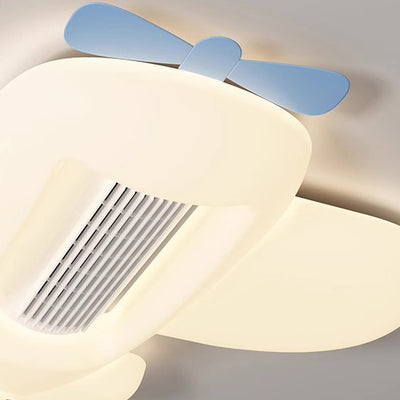 طائرة كرتونية إبداعية معاصرة سحابة PE ظل LED للأطفال مثبتة على السقف بمروحة بدون شفرات غير مرئية لغرفة النوم 