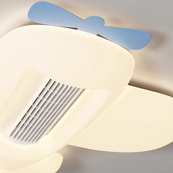 طائرة كرتونية إبداعية معاصرة سحابة PE ظل LED للأطفال مثبتة على السقف بمروحة بدون شفرات غير مرئية لغرفة النوم 