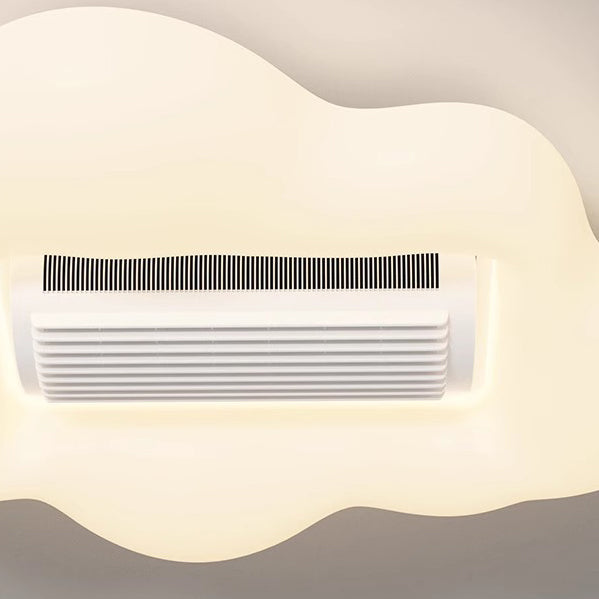 طائرة كرتونية إبداعية معاصرة سحابة PE ظل LED للأطفال مثبتة على السقف بمروحة بدون شفرات غير مرئية لغرفة النوم 