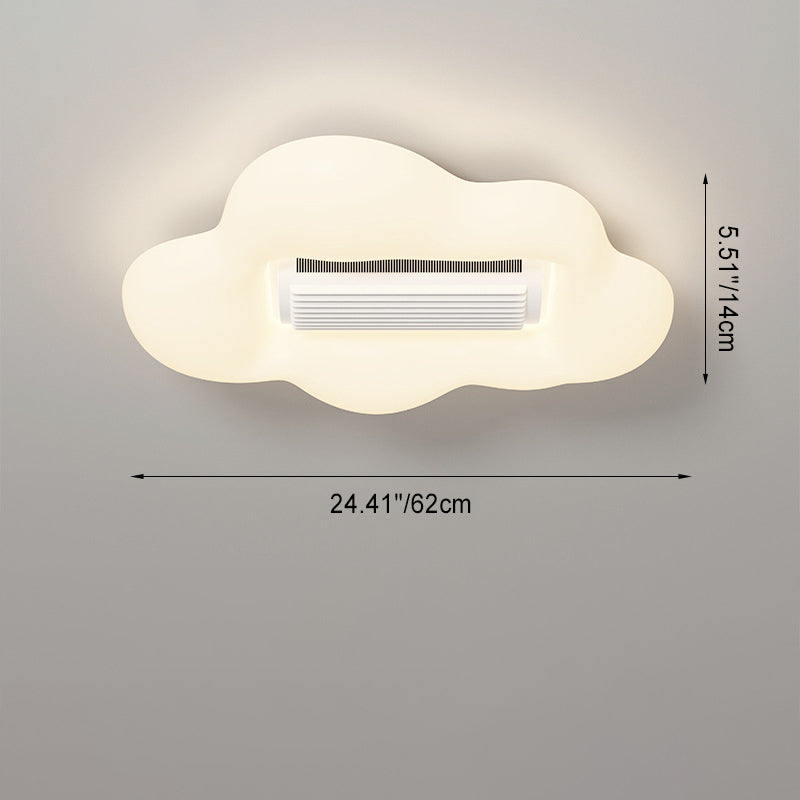 طائرة كرتونية إبداعية معاصرة سحابة PE ظل LED للأطفال مثبتة على السقف بمروحة بدون شفرات غير مرئية لغرفة النوم 