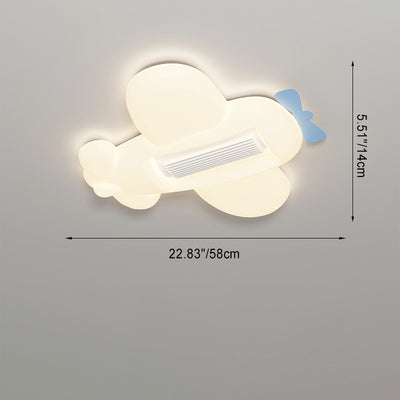 طائرة كرتونية إبداعية معاصرة سحابة PE ظل LED للأطفال مثبتة على السقف بمروحة بدون شفرات غير مرئية لغرفة النوم 