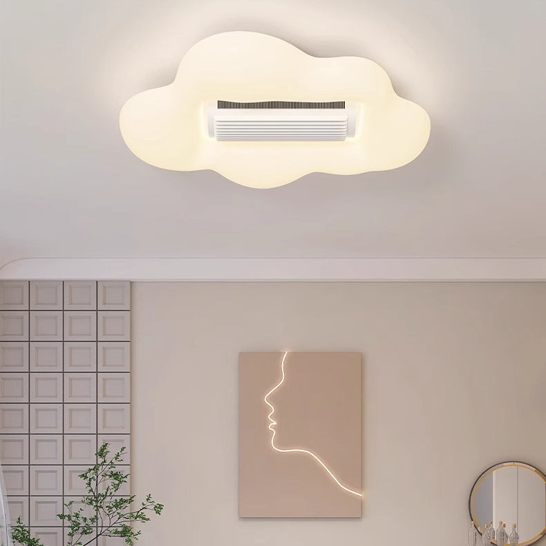 طائرة كرتونية إبداعية معاصرة سحابة PE ظل LED للأطفال مثبتة على السقف بمروحة بدون شفرات غير مرئية لغرفة النوم 