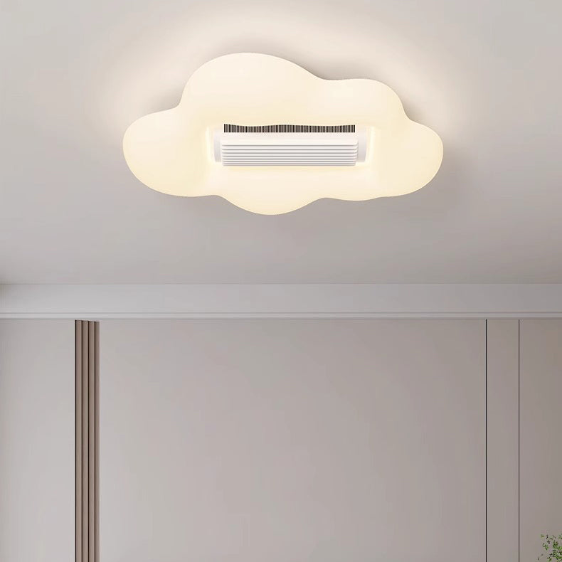 طائرة كرتونية إبداعية معاصرة سحابة PE ظل LED للأطفال مثبتة على السقف بمروحة بدون شفرات غير مرئية لغرفة النوم 