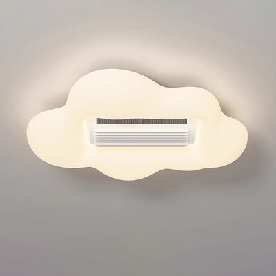 طائرة كرتونية إبداعية معاصرة سحابة PE ظل LED للأطفال مثبتة على السقف بمروحة بدون شفرات غير مرئية لغرفة النوم 
