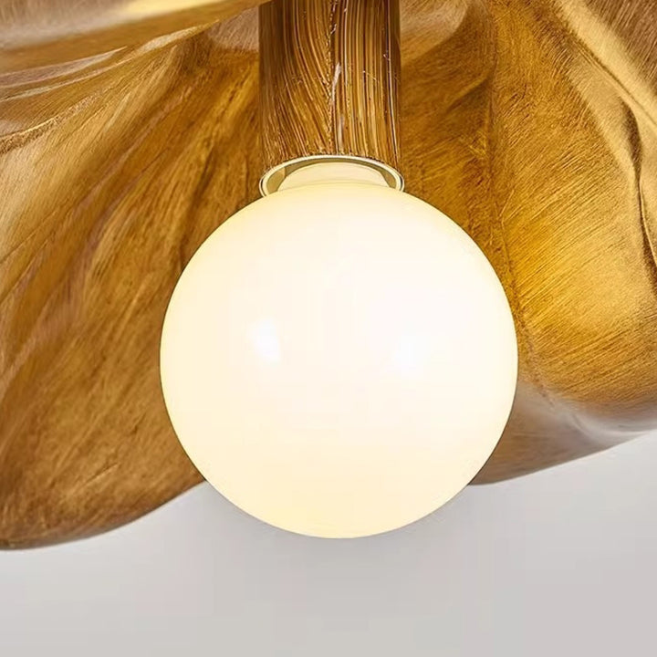 Conception contemporaine de texture de feuille en fibre de verre créative 1-lumière suspension pour salon 