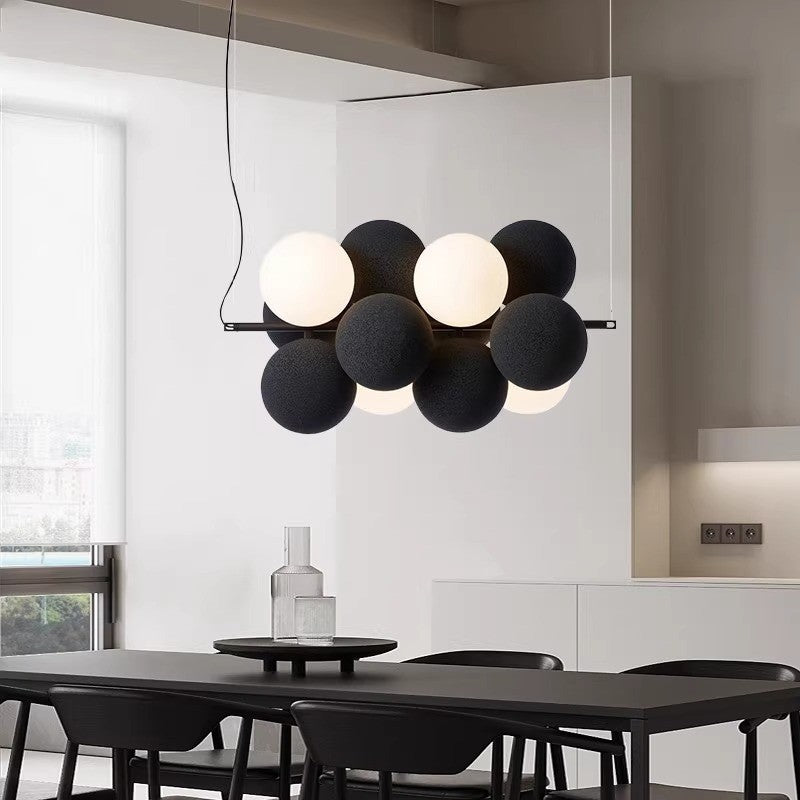 Design contemporain de raisin en fer et acrylique scandinave, lustre à 4 lumières pour salon 