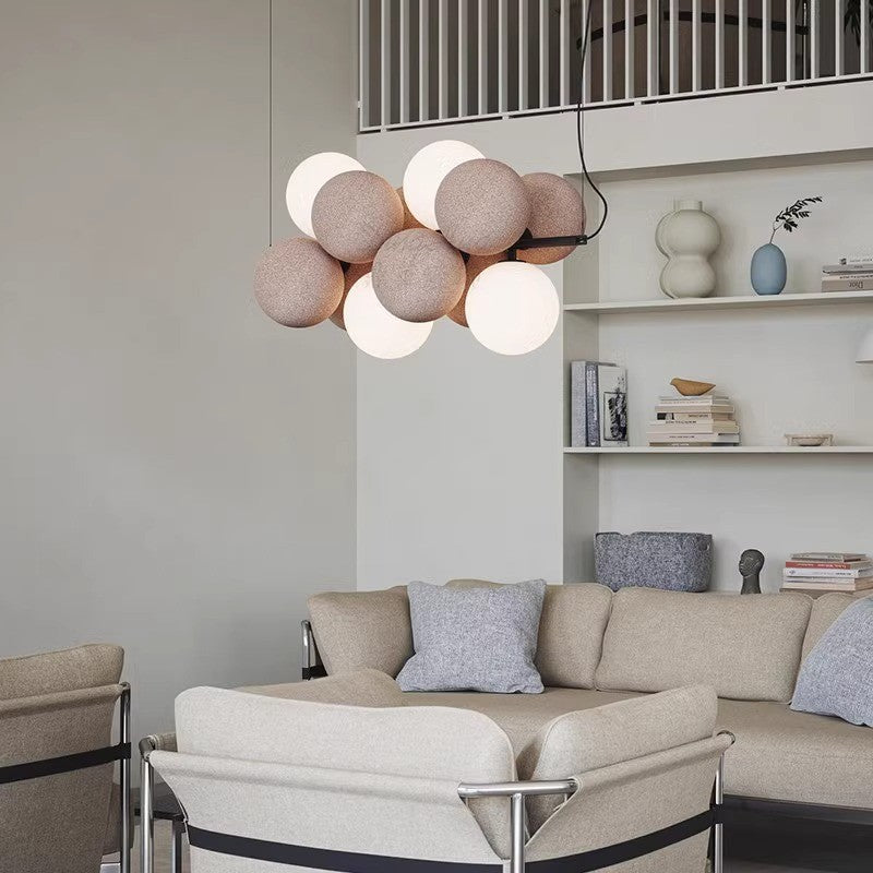 Design contemporain de raisin en fer et acrylique scandinave, lustre à 4 lumières pour salon 