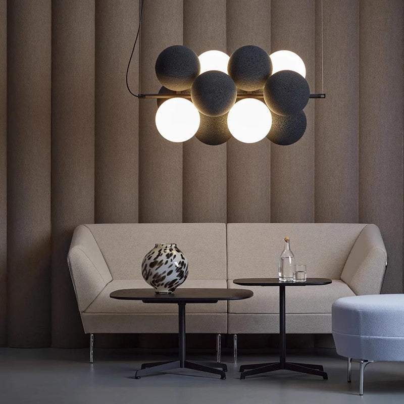 Design contemporain de raisin en fer et acrylique scandinave, lustre à 4 lumières pour salon 