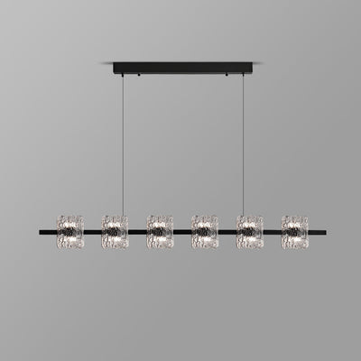 Zeitgenössisches nordisches Eisenharz-Eiskrakenstrukturdesign quadratischer LED-Kronleuchter Insellicht für Esszimmer 