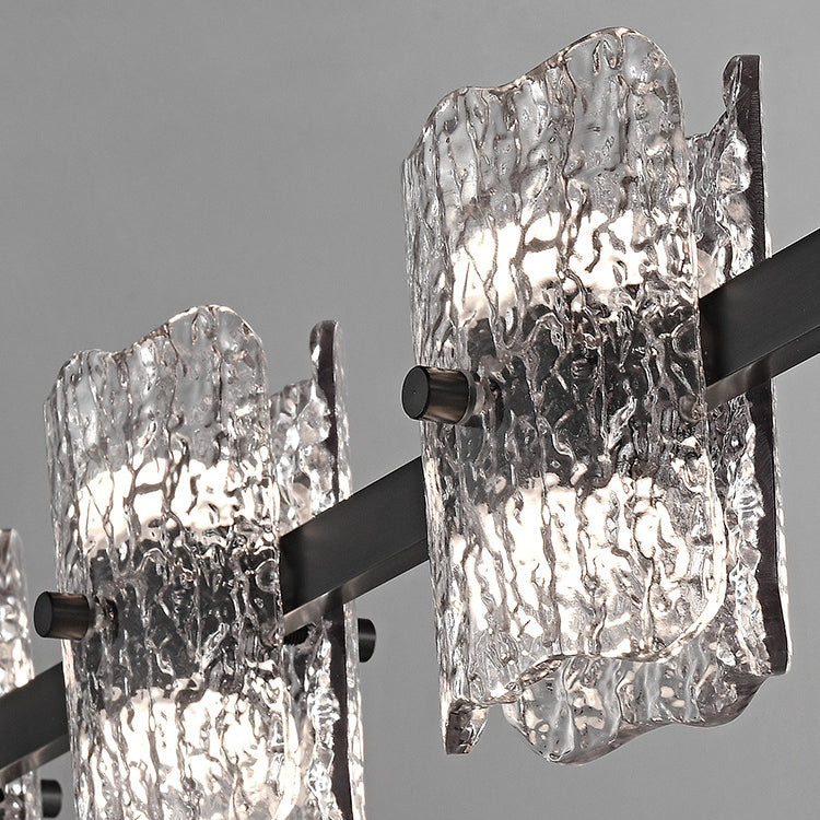 Zeitgenössisches nordisches Eisenharz-Eiskrakenstrukturdesign quadratischer LED-Kronleuchter Insellicht für Esszimmer 