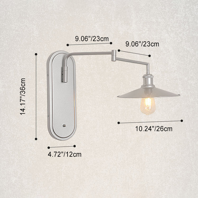 Zeitgenössische industrielle Eisenkegelschirm 1-Licht Wandleuchte für das Esszimmer 