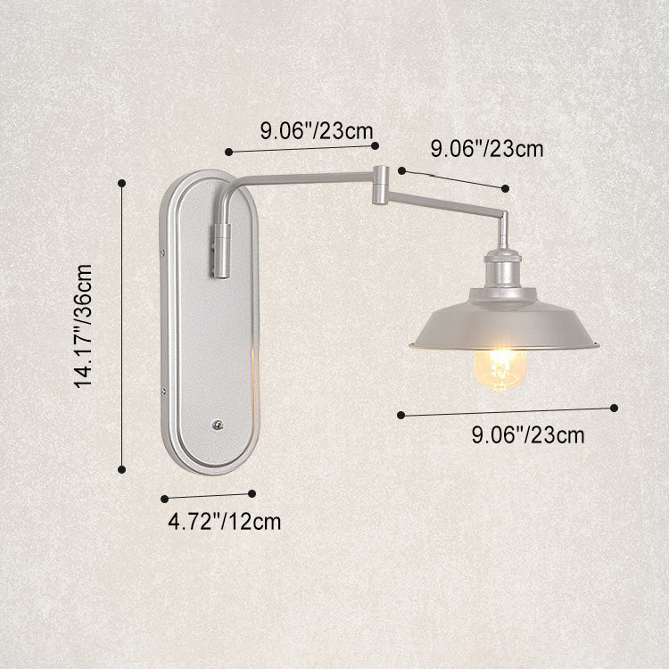 Zeitgenössische industrielle Eisenkegelschirm 1-Licht Wandleuchte für das Esszimmer 