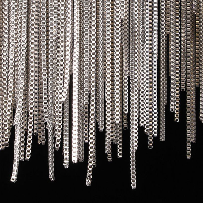 Applique murale LED en arc avec chaîne à pampilles en aluminium inoxydable de luxe contemporain pour salon 