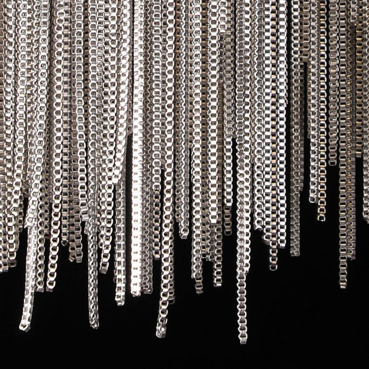 Applique murale LED en arc avec chaîne à pampilles en aluminium inoxydable de luxe contemporain pour salon 