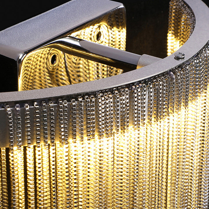 Applique murale LED en arc avec chaîne à pampilles en aluminium inoxydable de luxe contemporain pour salon 