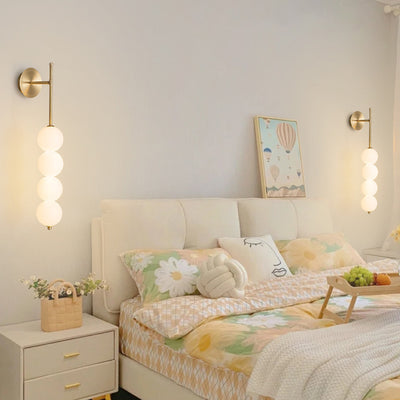 Contemporary Scandinavian Full Copper PE Gourd Skewer Shade LED Wall Sconce Lamp For Living Room
