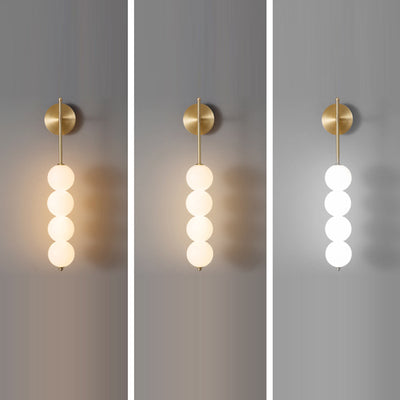Contemporary Scandinavian Full Copper PE Gourd Skewer Shade LED Wall Sconce Lamp For Living Room