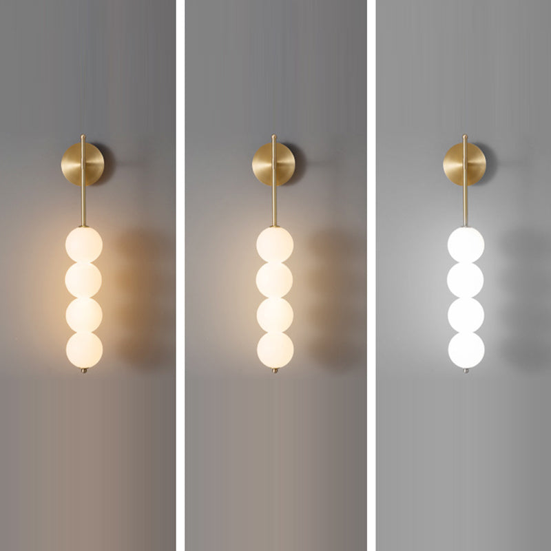 Contemporary Scandinavian Full Copper PE Gourd Skewer Shade LED Wall Sconce Lamp For Living Room
