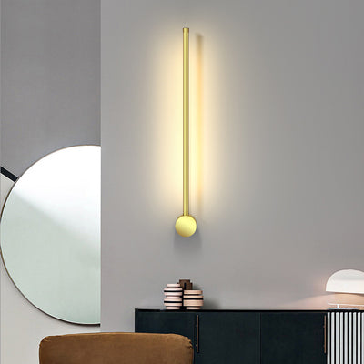 Modern Minimalist Aluminum Geometric Straight Line LED Wall Sconce Lamp For Living Room