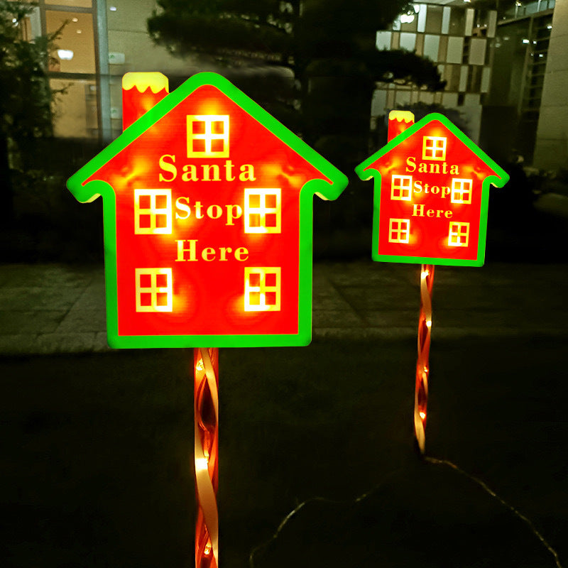 Contemporary Creative Christmas Decor Octagonal Road Sign Snowflake LED Solar Ground Insert Landscape Light For Garden
