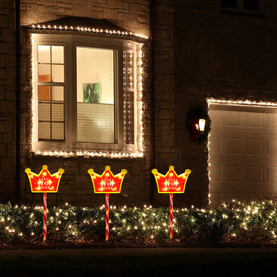 Contemporary Creative Christmas Decor Octagonal Road Sign Snowflake LED Solar Ground Insert Landscape Light For Garden