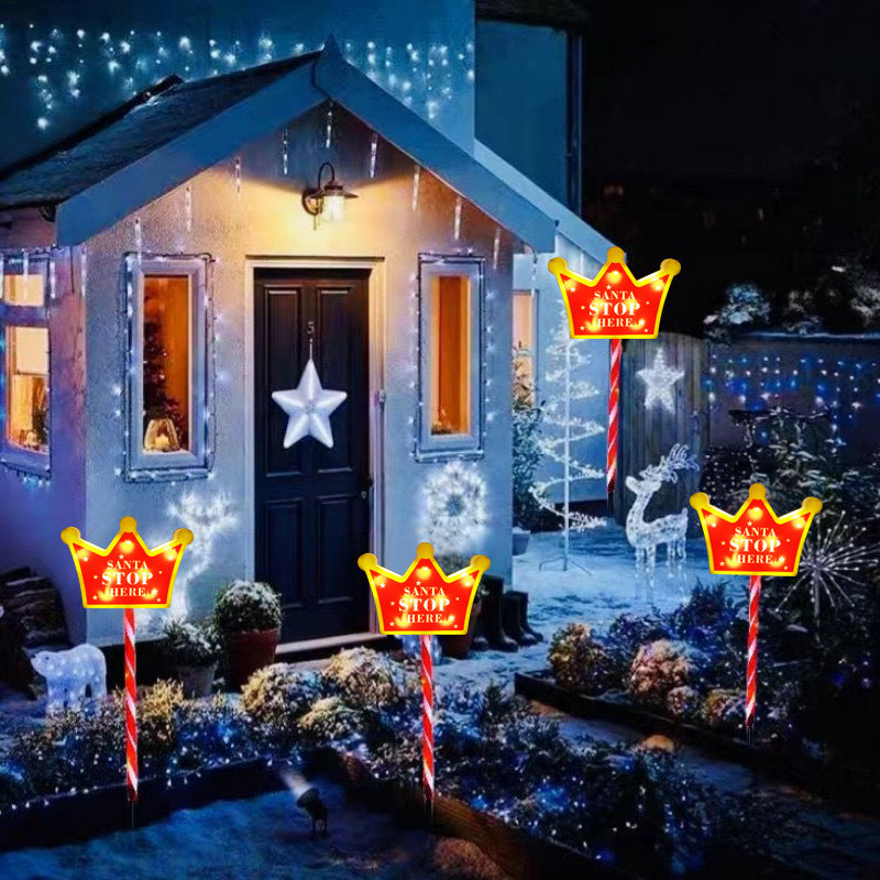Contemporary Creative Christmas Decor Octagonal Road Sign Snowflake LED Solar Ground Insert Landscape Light For Garden